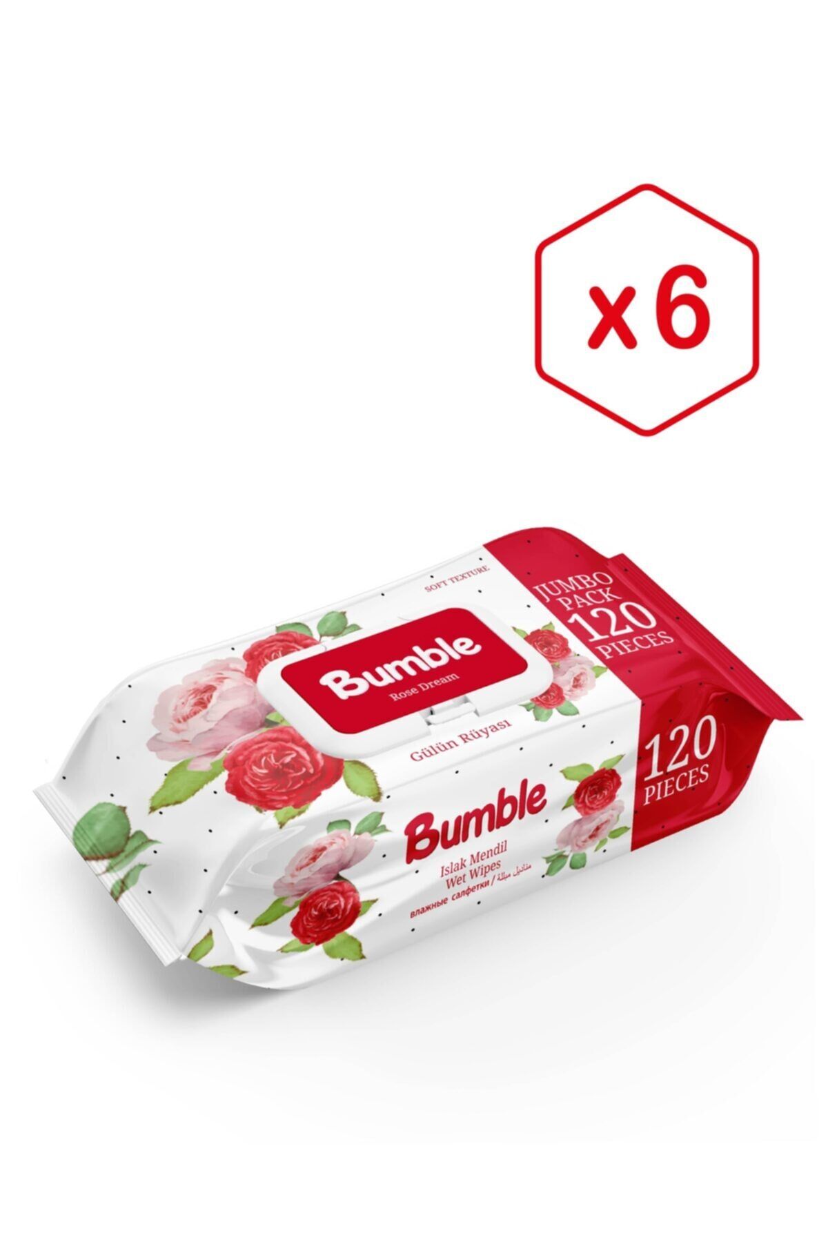 BUMBLE GÜL RÜYASI ISLAK MENDİL 120 YAPRAKLI 6'LI PAKET