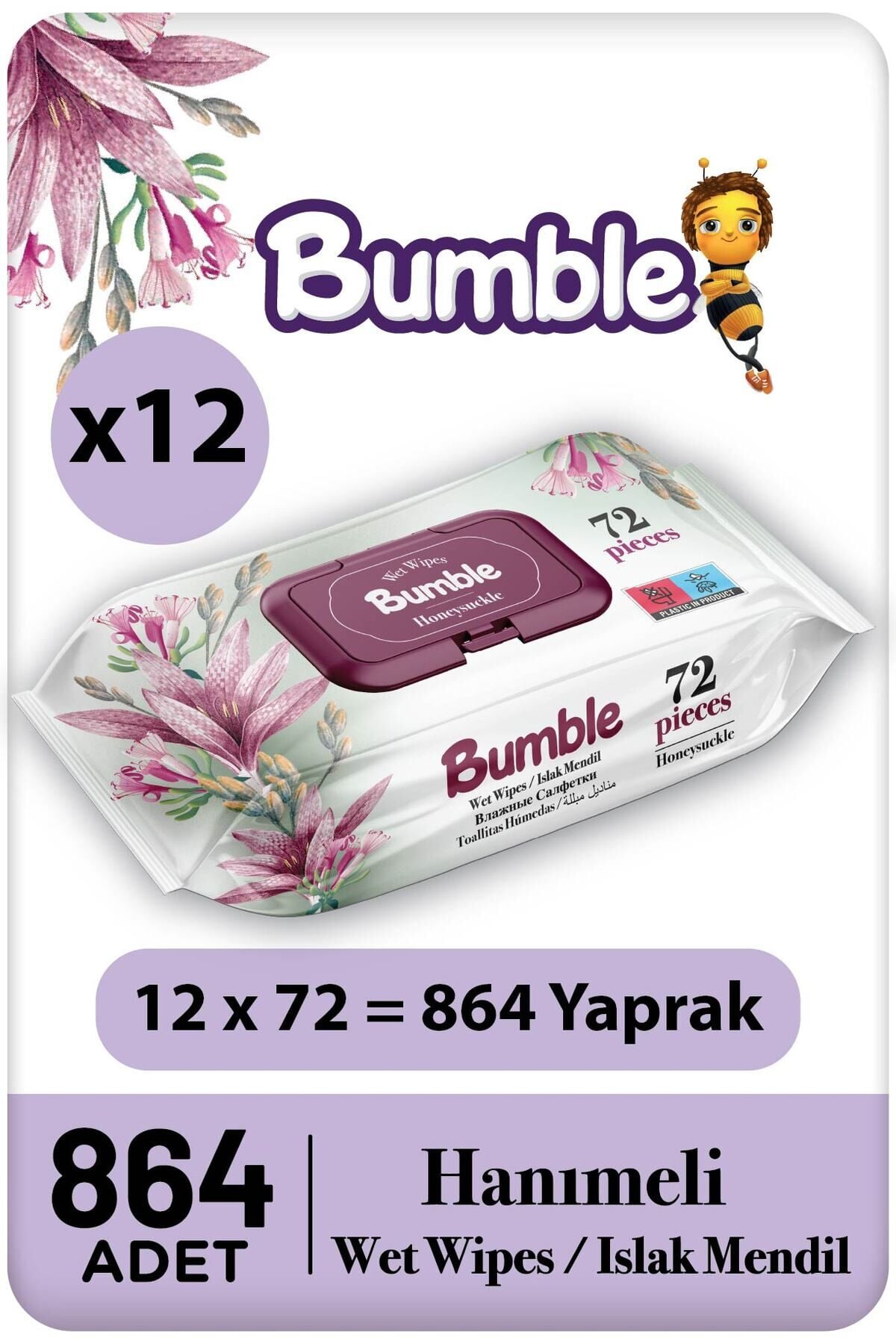 Hanımeli Islak Mendil 72'li Paket 12'li