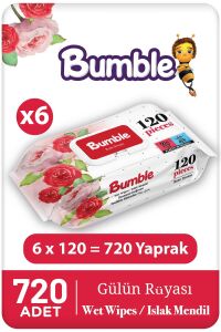 Bumble Gülün Rüyası Islak Mendil 120'li Paket 6'lı