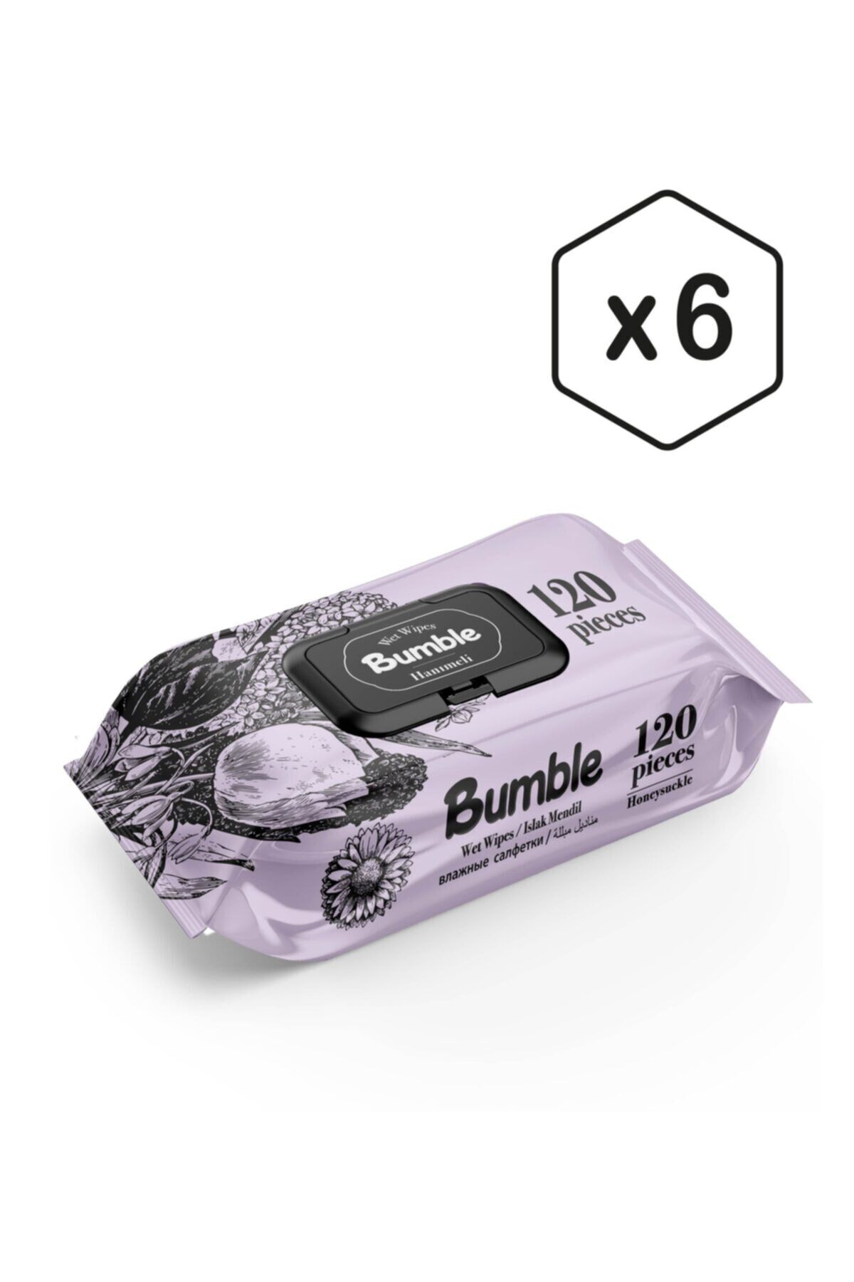 Bumble Hanımeli Islak Mendil 120'li Eko Paket 6'lı