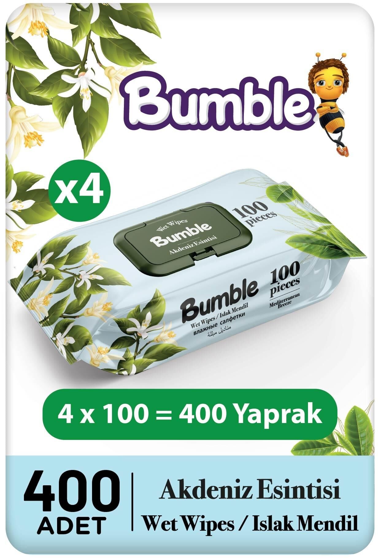 Bumble Akdeniz Esintisi Islak Mendil 100'lü Eko Paket 4'lü