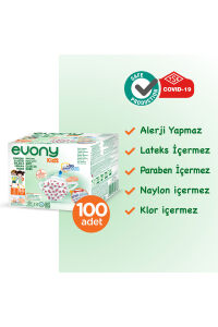 Evony Elastik Kulaklı Çocuk Kıds Maske 100 Adet