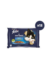 FELIX Somonlu Ton Balıklı Konserve Yetişkin Kedi Maması 12x4lü Paket Toplam 48 Adet Mama