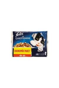 FELIX Kedi Maması Sığır Etli & Tavuklu Ekonomik Paket (4X85GR) X 12 Adet