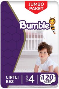 Bumble 4 Numara Maxi Bebek Bezi Jumbo Paket 120 Adet | 7-18 Kg