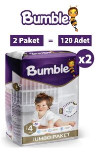Bumble 4 Numara Maxi Bebek Bezi Jumbo Paket 120 Adet | 7-18 Kg