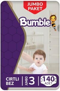 Bumble 3 Numara Midi Bebek Bezi Jumbo Paket 140 Adet | 4-9 Kg