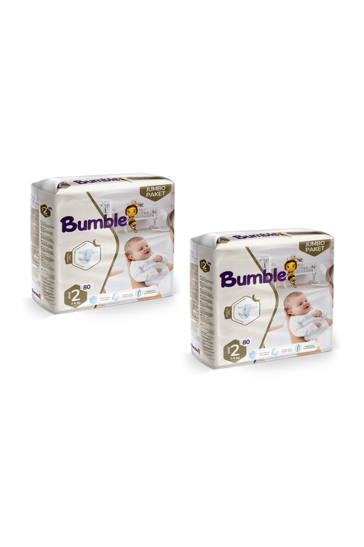 Bumble 2 Numara  Mini Bebek Bezi Jumbo Paket 160 Adet | 3-6 Kg