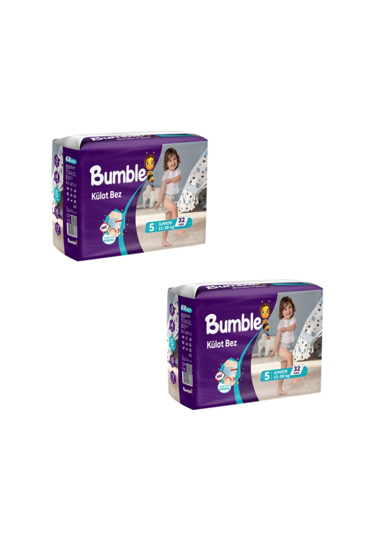 Bumble Junior Külot Bebek Bezi 5 Beden 11-18 Kg Eko Paket 2'li 64 Adet