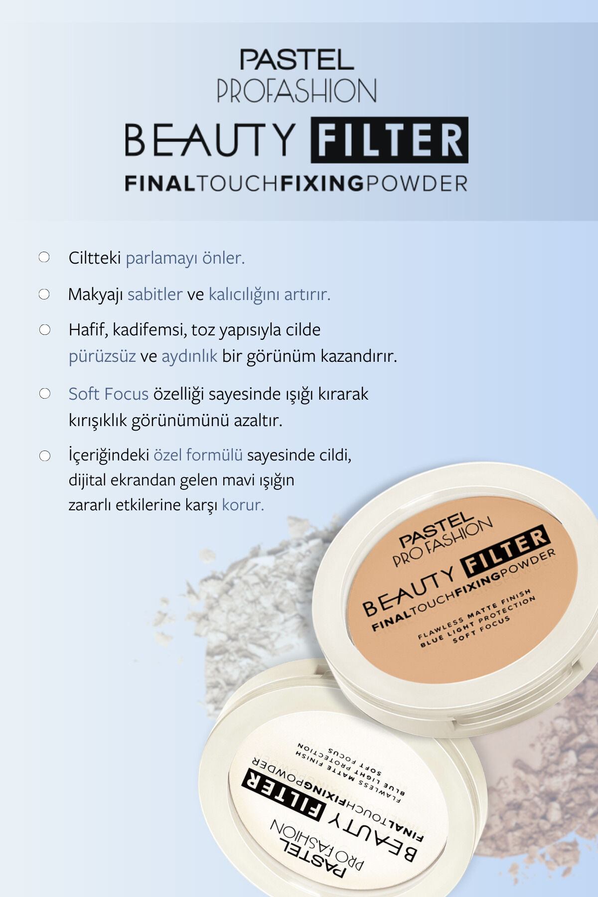Pastel Beauty Filter Fixing 01 Fair Transparent 11 gr Sabitleyici Transparan Pudra
