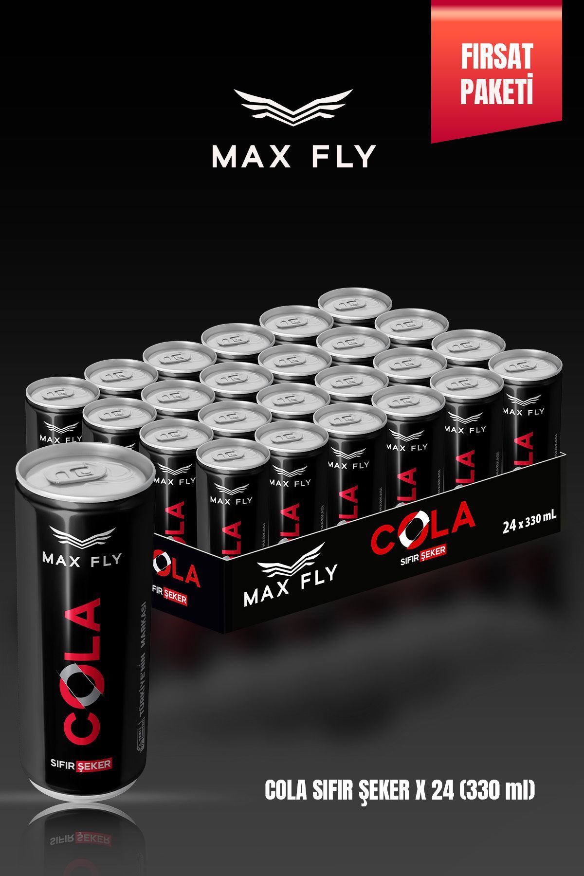 Max Fly Sıfır Şeker Kola 330 ml 24 Adet
