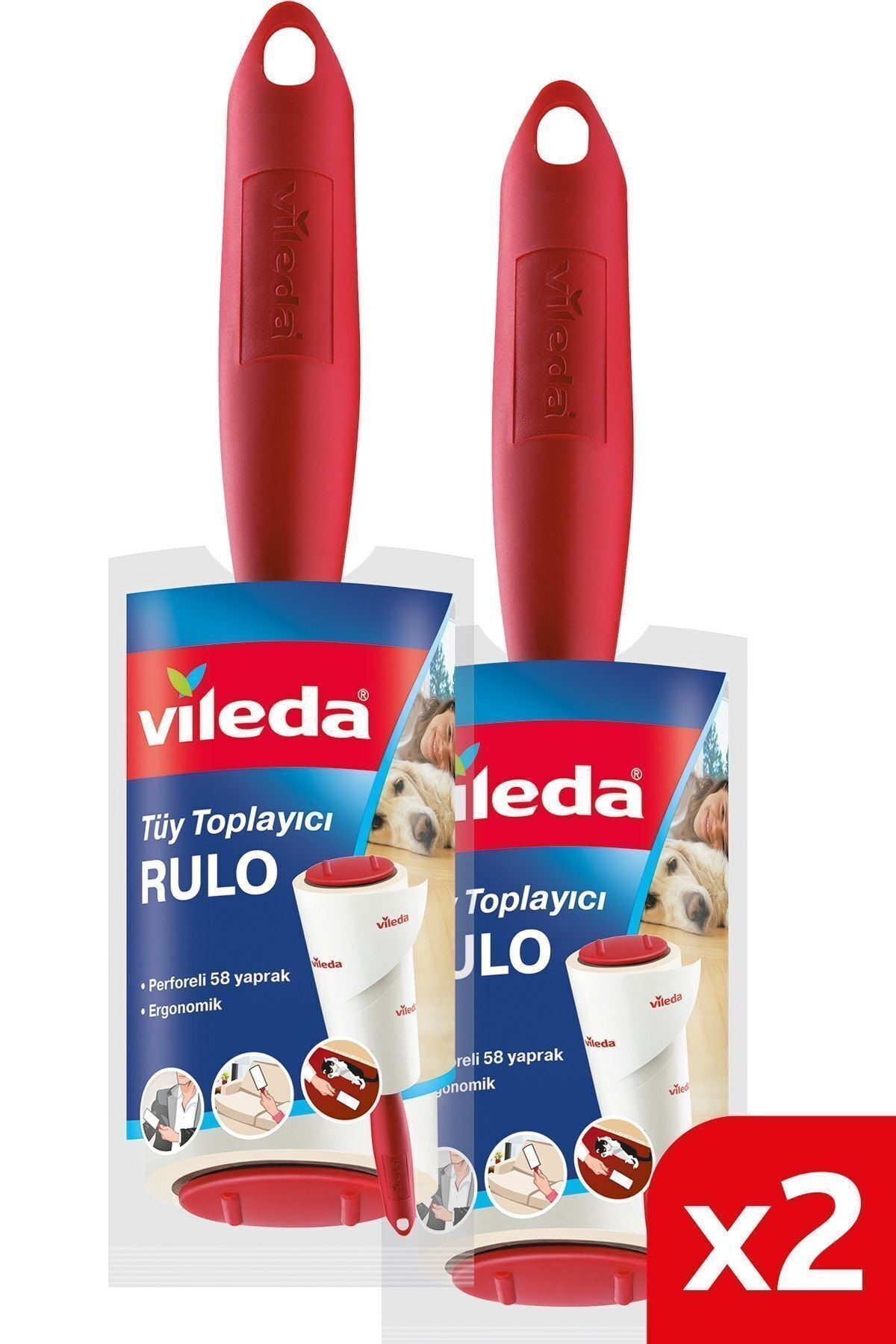 Vileda Tüy Toplayıcı Rulo , Perforeli , 58 Yaprak x 2 Adet