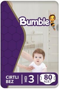 Bumble 3 Numara Midi Bebek Bezi Eko Paket 80 Adet | 4-9 Kg
