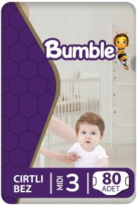Bumble 3 Numara Midi Bebek Bezi Eko Paket 80 Adet | 4-9 Kg
